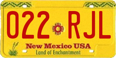 NM license plate 022RJL