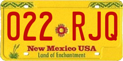 NM license plate 022RJQ