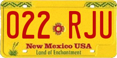 NM license plate 022RJU
