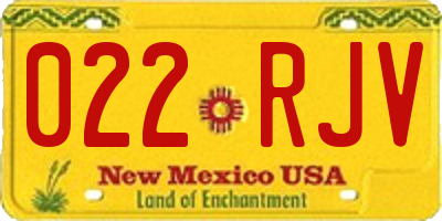 NM license plate 022RJV