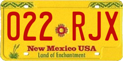 NM license plate 022RJX