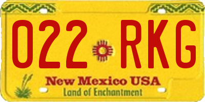 NM license plate 022RKG