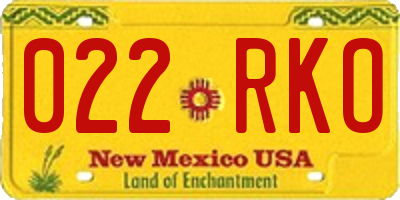 NM license plate 022RKO
