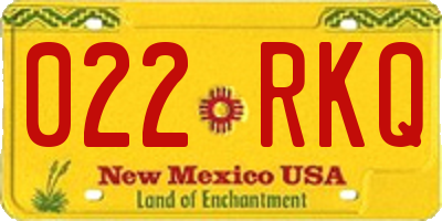 NM license plate 022RKQ