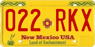 NM license plate 022RKX