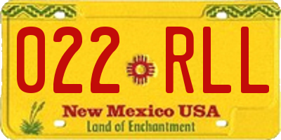 NM license plate 022RLL