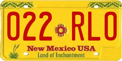NM license plate 022RLO