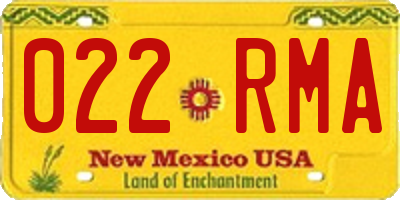 NM license plate 022RMA