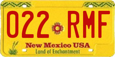 NM license plate 022RMF