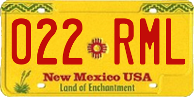 NM license plate 022RML