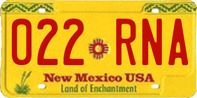 NM license plate 022RNA