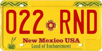 NM license plate 022RND