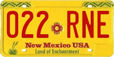 NM license plate 022RNE