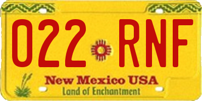 NM license plate 022RNF