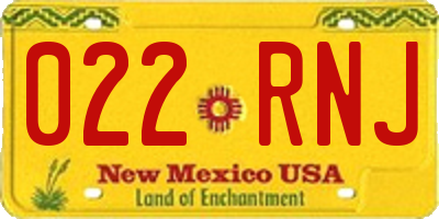 NM license plate 022RNJ