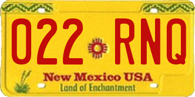 NM license plate 022RNQ