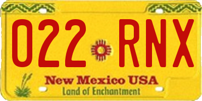 NM license plate 022RNX