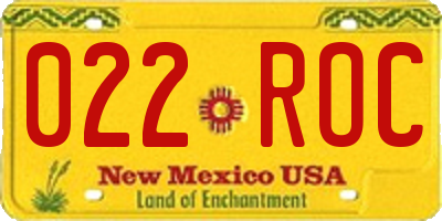 NM license plate 022ROC
