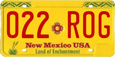 NM license plate 022ROG