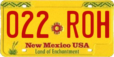 NM license plate 022ROH