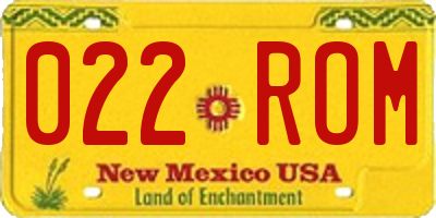 NM license plate 022ROM