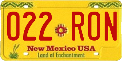 NM license plate 022RON