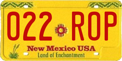 NM license plate 022ROP