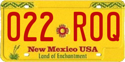 NM license plate 022ROQ
