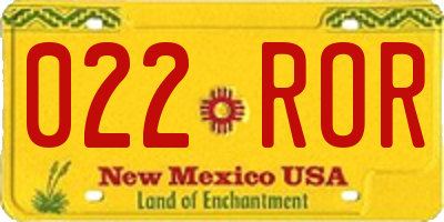 NM license plate 022ROR