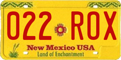 NM license plate 022ROX