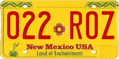 NM license plate 022ROZ