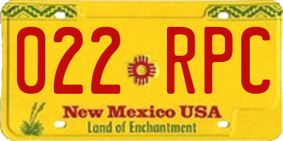 NM license plate 022RPC