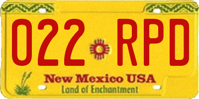 NM license plate 022RPD