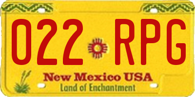 NM license plate 022RPG