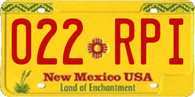 NM license plate 022RPI