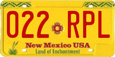 NM license plate 022RPL