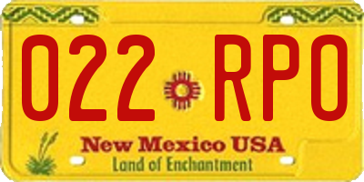 NM license plate 022RPO