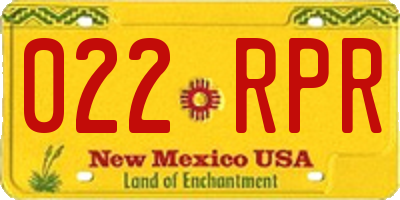 NM license plate 022RPR