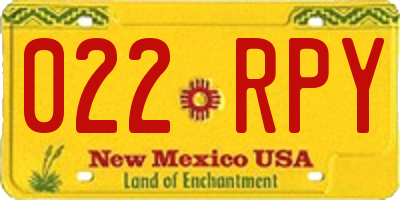 NM license plate 022RPY