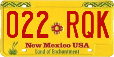 NM license plate 022RQK