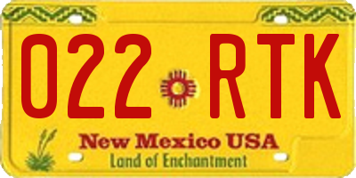 NM license plate 022RTK