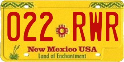 NM license plate 022RWR