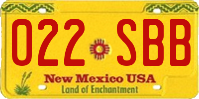 NM license plate 022SBB