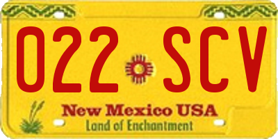 NM license plate 022SCV