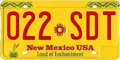 NM license plate 022SDT