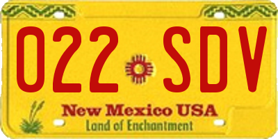 NM license plate 022SDV