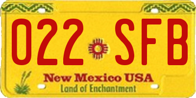 NM license plate 022SFB
