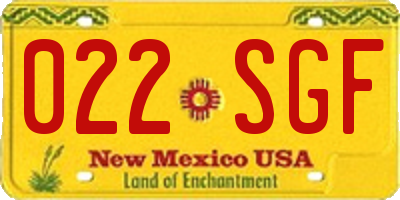 NM license plate 022SGF