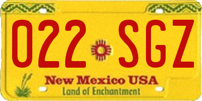 NM license plate 022SGZ