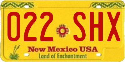 NM license plate 022SHX